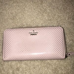 Pink and gold poka dot wallet